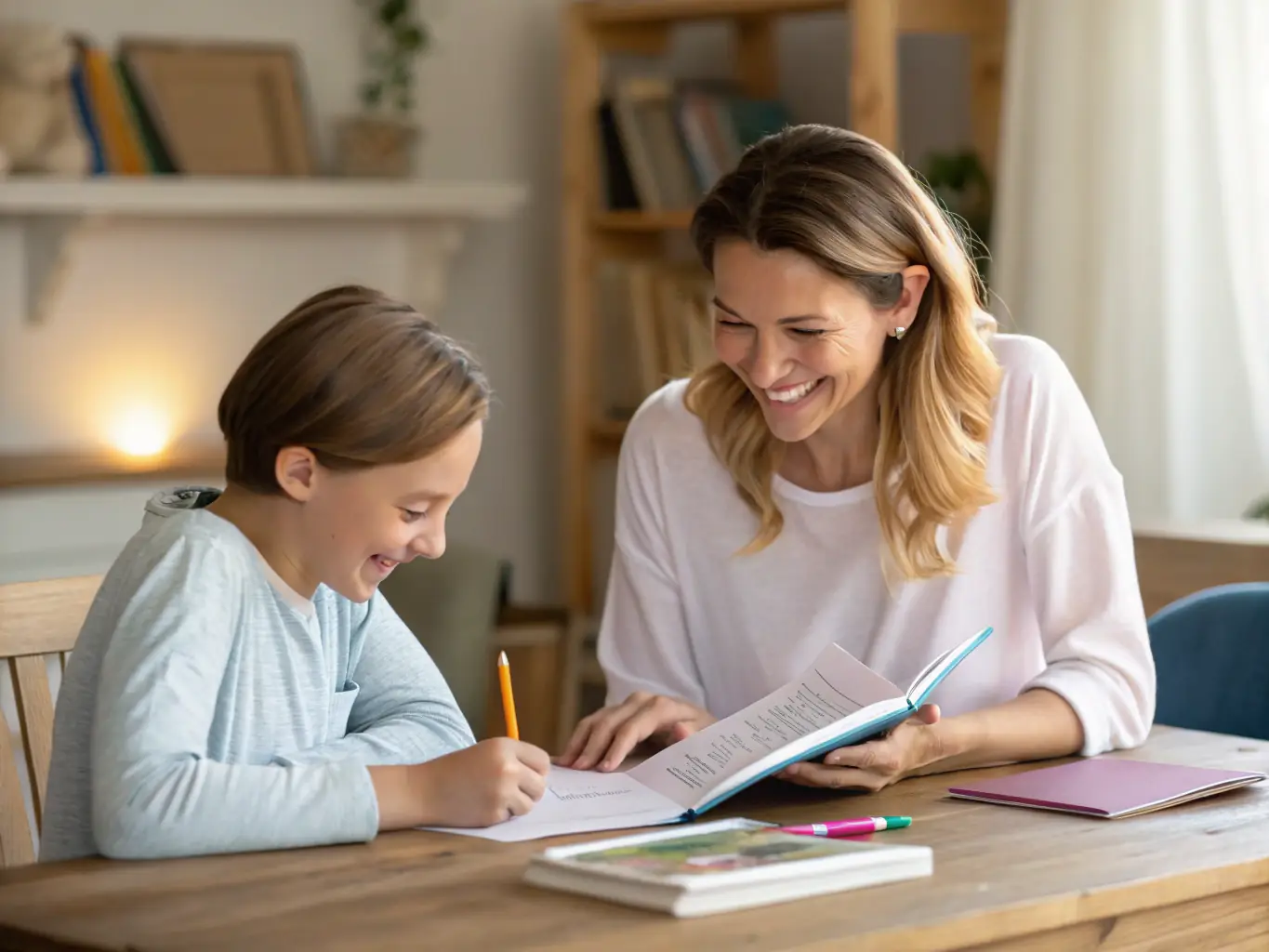A professional English teacher providing one-on-one guidance to a student, emphasizing personalized feedback and support.